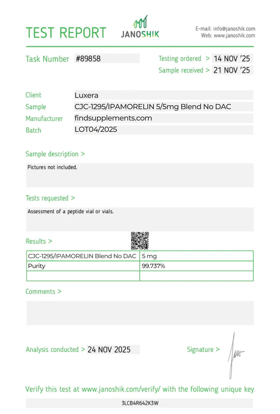 CJC-1295/IPAMORELIN 5/5mg Blend No DAC