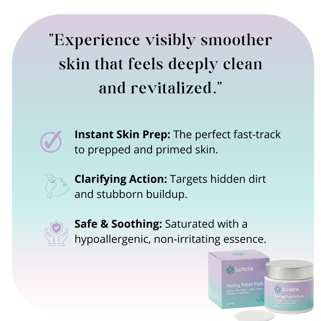 2 pcs Luxera Toning Polish Pads – Korean Skincare for Dark Spots, Wrinkles & Dull Skin