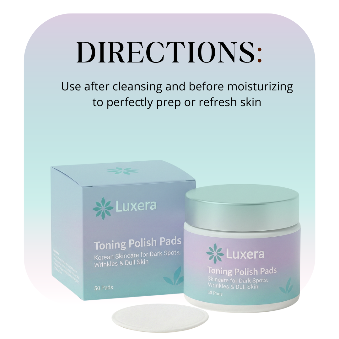 2 pcs Luxera Toning Polish Pads – Korean Skincare for Dark Spots, Wrinkles & Dull Skin