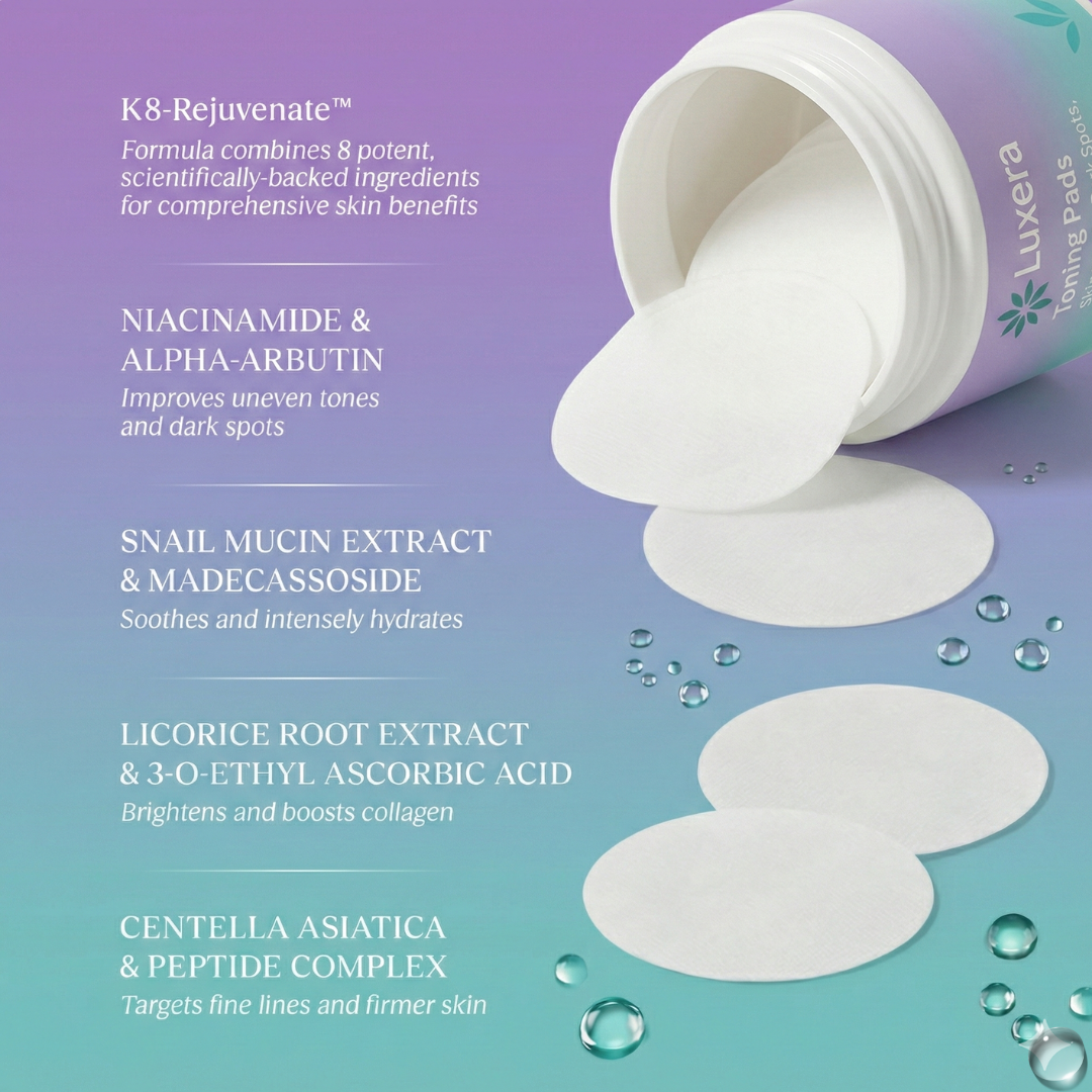 2 pcs Luxera Toning Polish Pads – Korean Skincare for Dark Spots, Wrinkles & Dull Skin